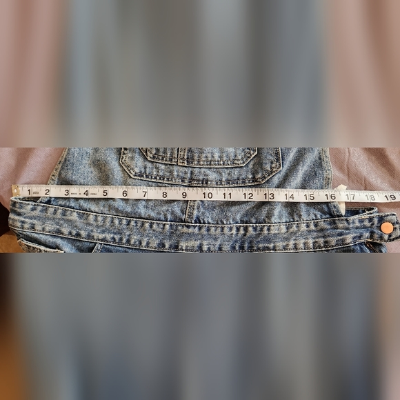 Zara Overalls TRF Blue Denim Womens Shorts Size L With Zipper On The Side - Picture 16 of 16